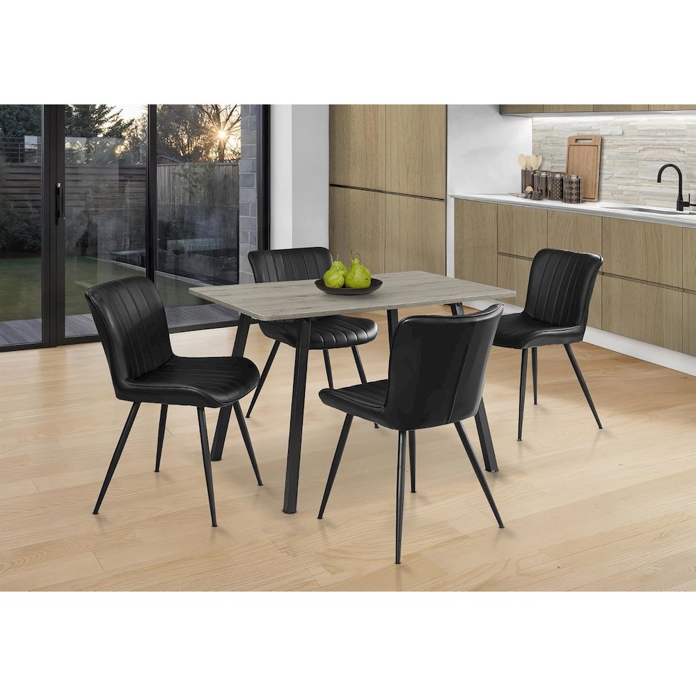 Dining Chair, 33 Height, Upholstered, Side, Set Of 2, Black Leather Look. Picture 5
