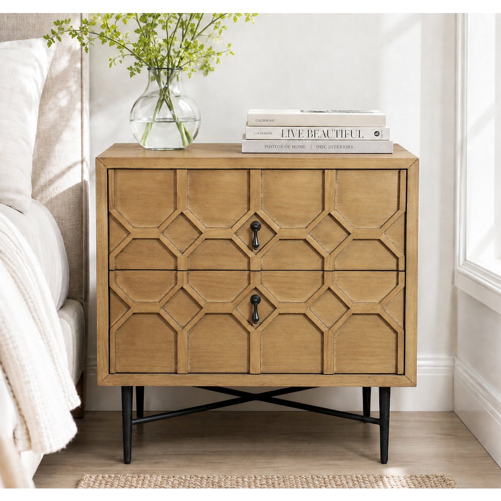 Samara 2-Drawer Small Nightstand - Natural. Picture 2