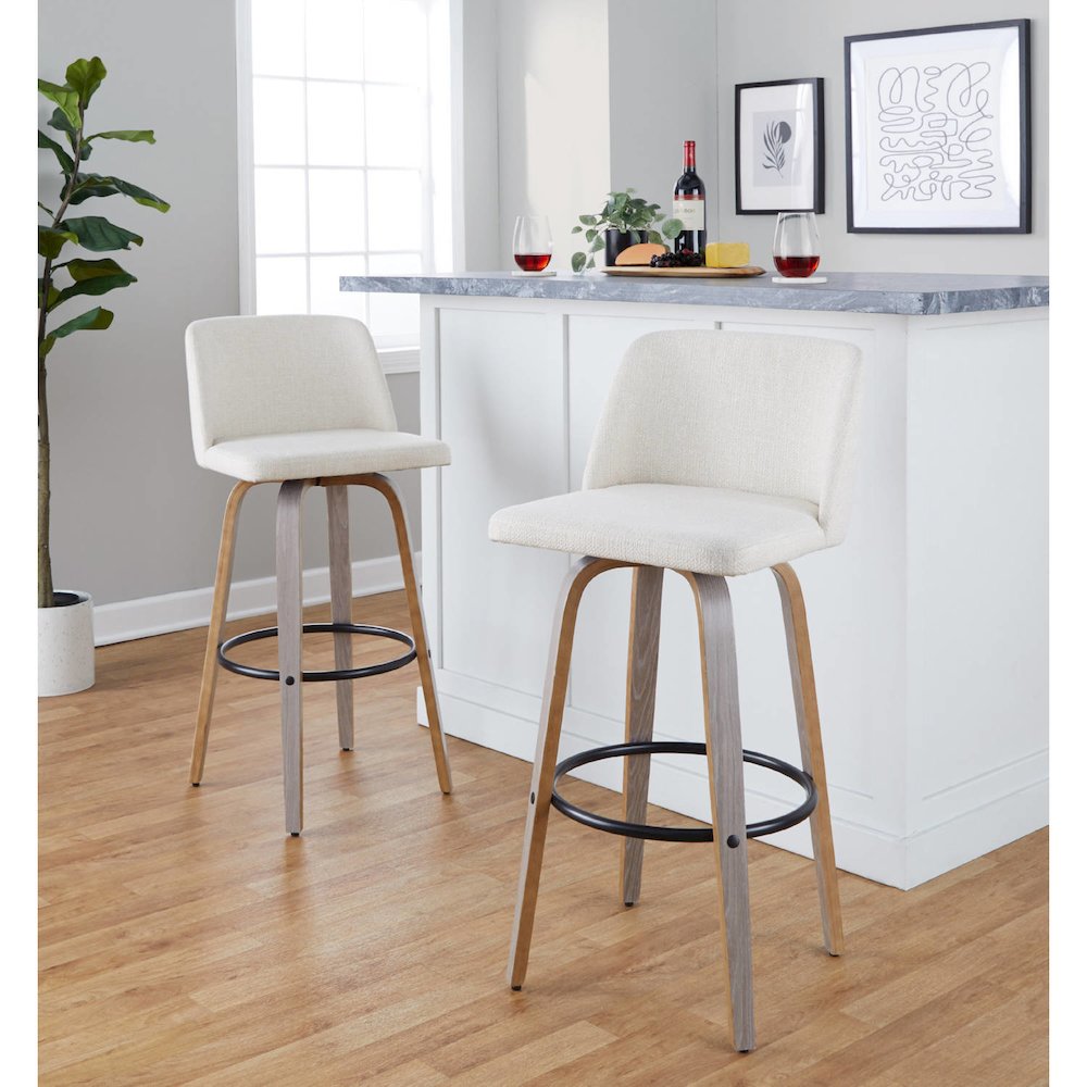 Black Toriano 30" Fixed-Height Barstool - Set of 2. Picture 6