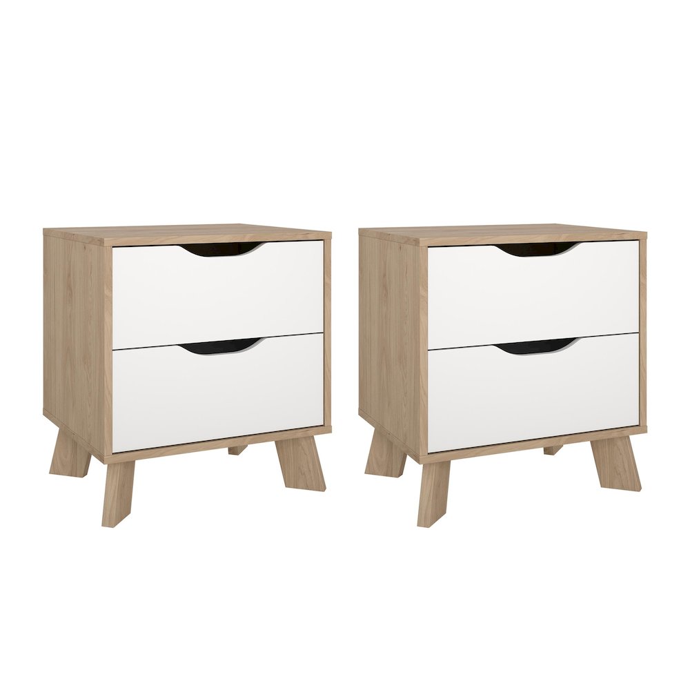Ikast 2 Drawer Nightstand - Set of 2, Jackson Hickory/White. Picture 1