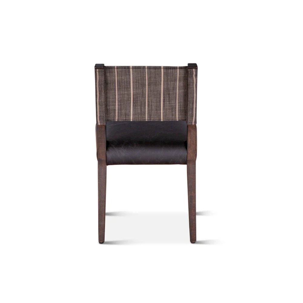 Lila Dining Chair in Black Leather and Linen. Picture 2
