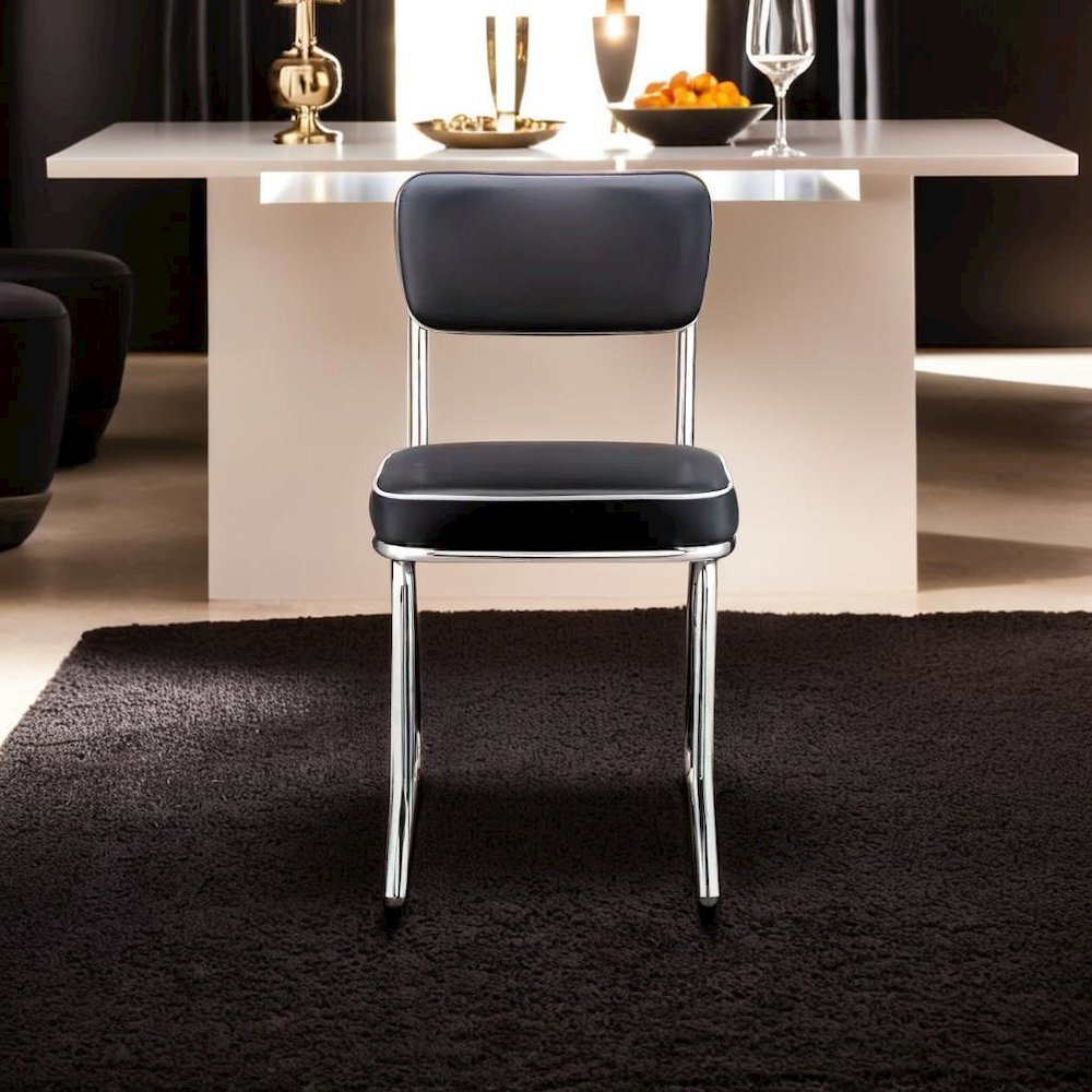 Stylish Black and Chrome Dining Chairs Inspired by Retro Diner Design. Picture 6
