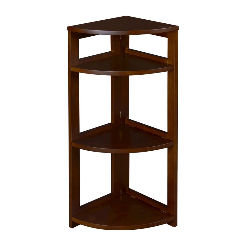 Flip Flop 34" High Corner Folding Bookcase- Mocha Walnut. Picture 1