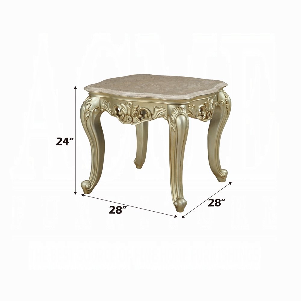 Gorsedd End Table w/Marble Top, Marble & Antique White. Picture 2