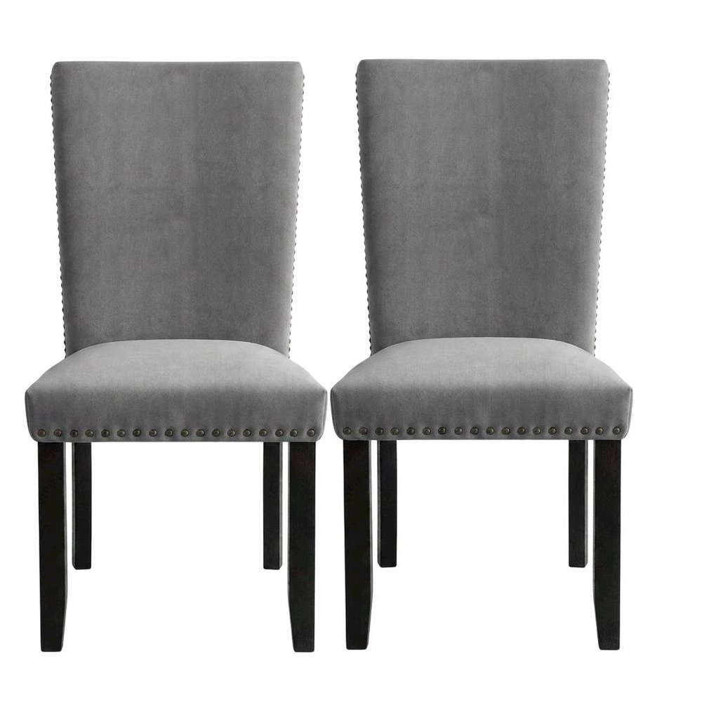 Light Grey Upholstered Side Chair Set with Comfortable Seat and Modern Design. Picture 1