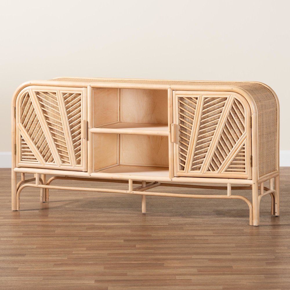 Carabella Bohemian Natural Rattan 2-Door Storage Cabinet. Picture 8