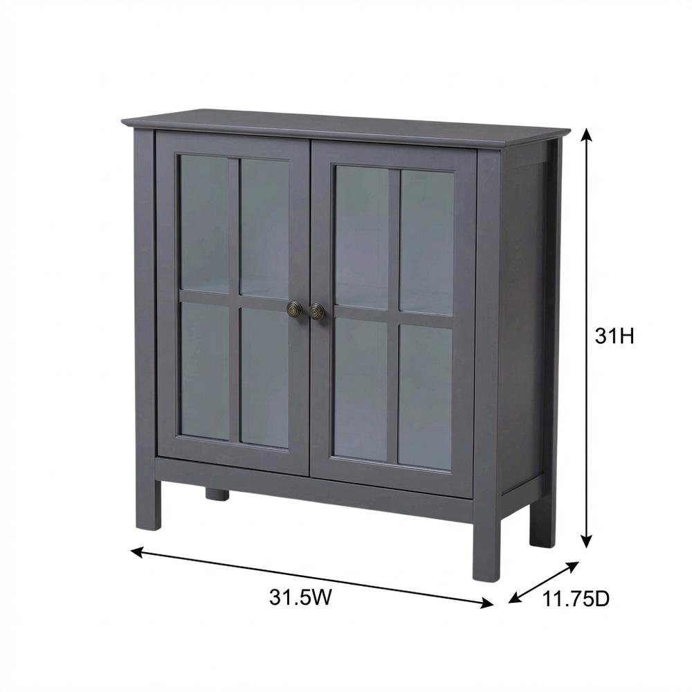 Dark Gray Glass Door Accent Cabinet with Fiberboard Construction. Picture 5