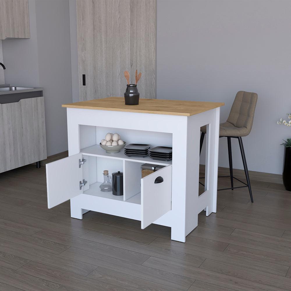 Kitchen Island Geneva, Kitchen, White / Macadamia. Picture 3