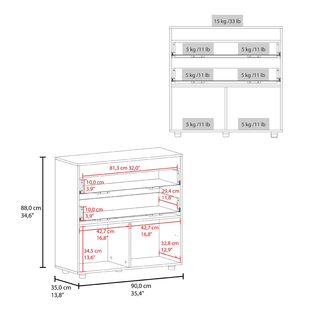 Aldan Modern Dresser with Storage Drawers - White and Beige Wood Finish. Picture 4