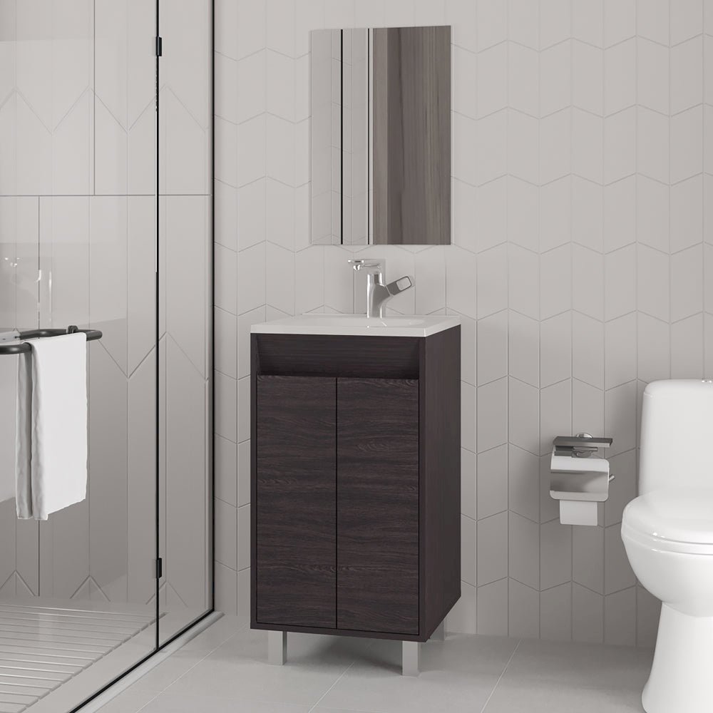 Modern Bathroom Vanity with Mirror, 2 Doors, Manufactured Wood Finish. Picture 2