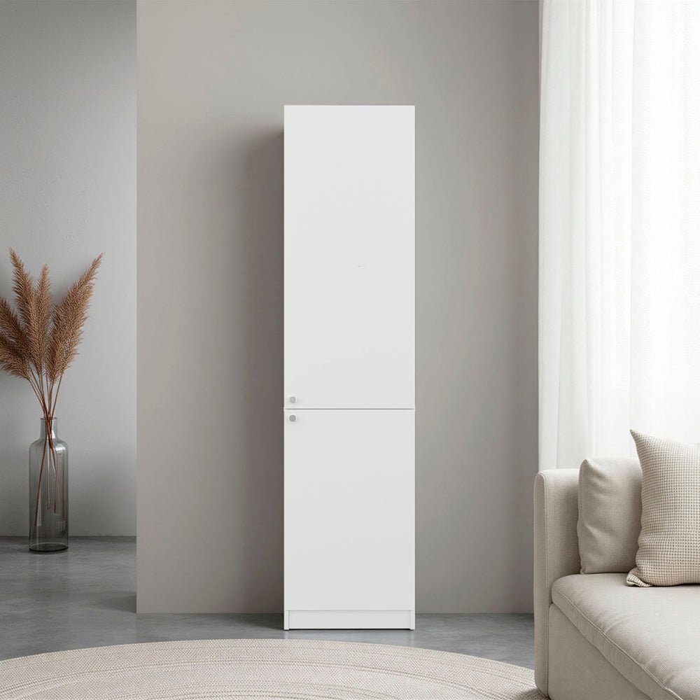 Sunflower Bookcase Tall Storage Cabinet White with Shelves and Doors. Picture 5