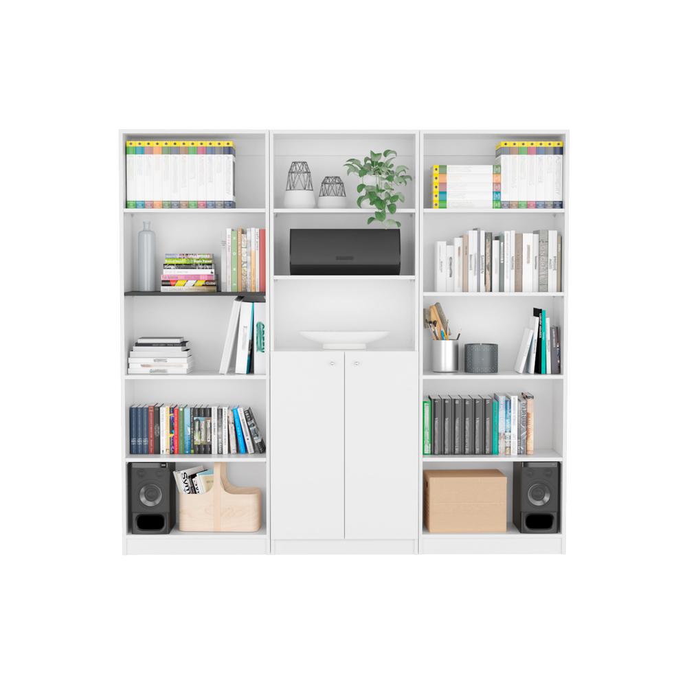 Penrose 3 Piece Living Room Set with 3 Bookcases, White. Picture 1