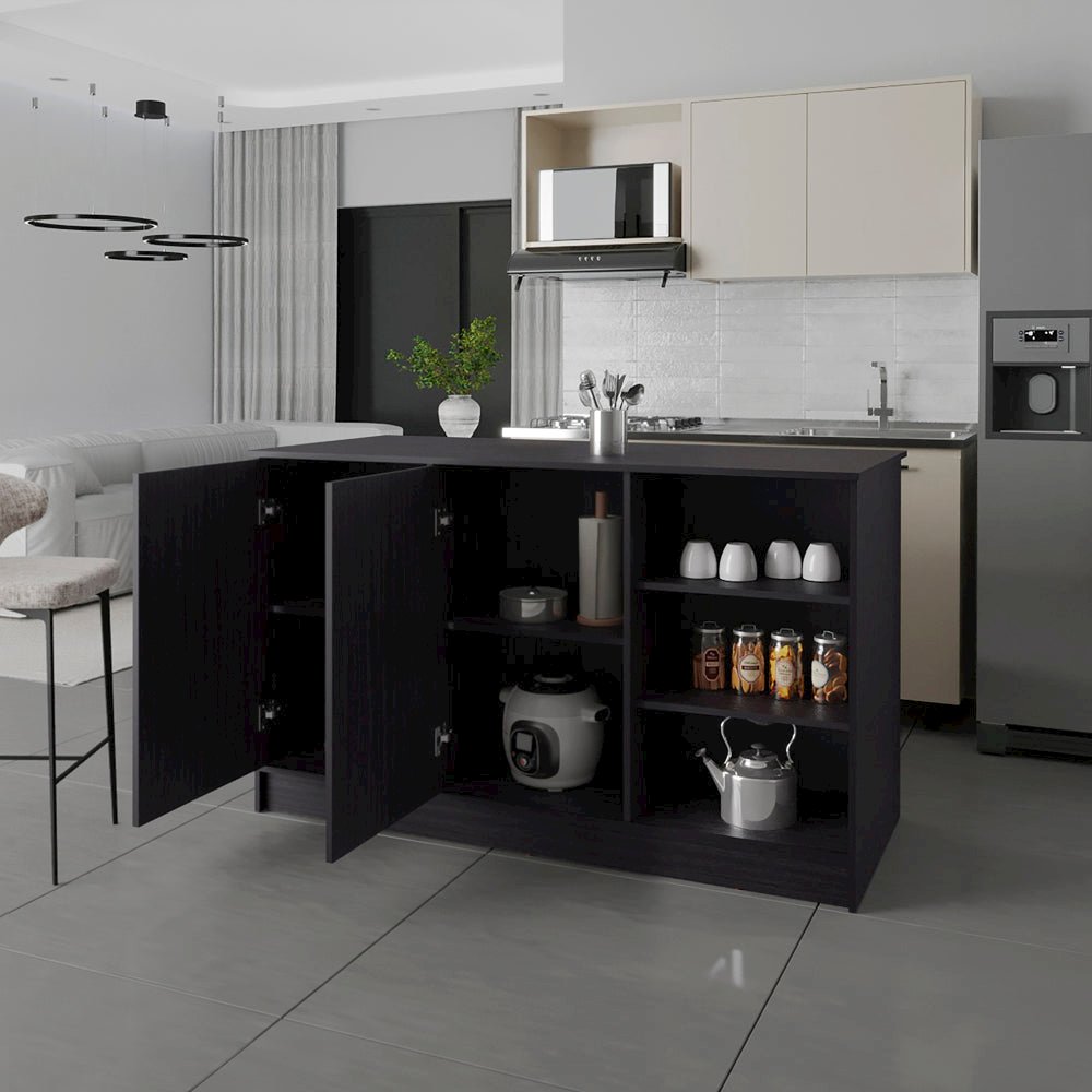 Kitchen Island Leoti, Kitchen, Black. Picture 2