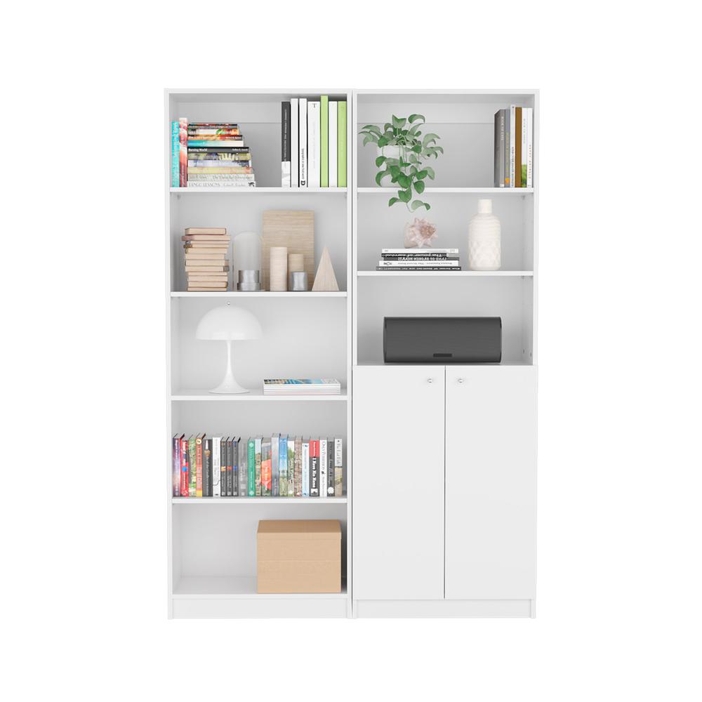 Paonia 2 Piece Living Room Set with 2 Bookcases, White. Picture 1