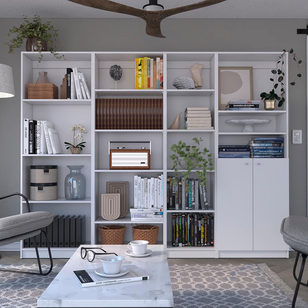 Clawson 4 Piece Living Room Set with 4 Bookcases, White. Picture 8