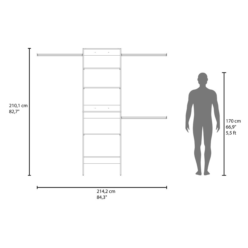 Cassville Closet System White – Open Wardrobe Organizer with Shelves. Picture 7
