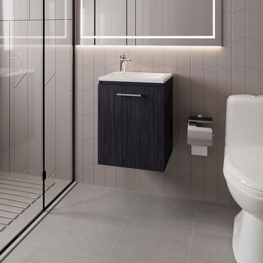 Summit Vanity Sink, Modern Black Bathroom Cabinet with Storage Space. Picture 2