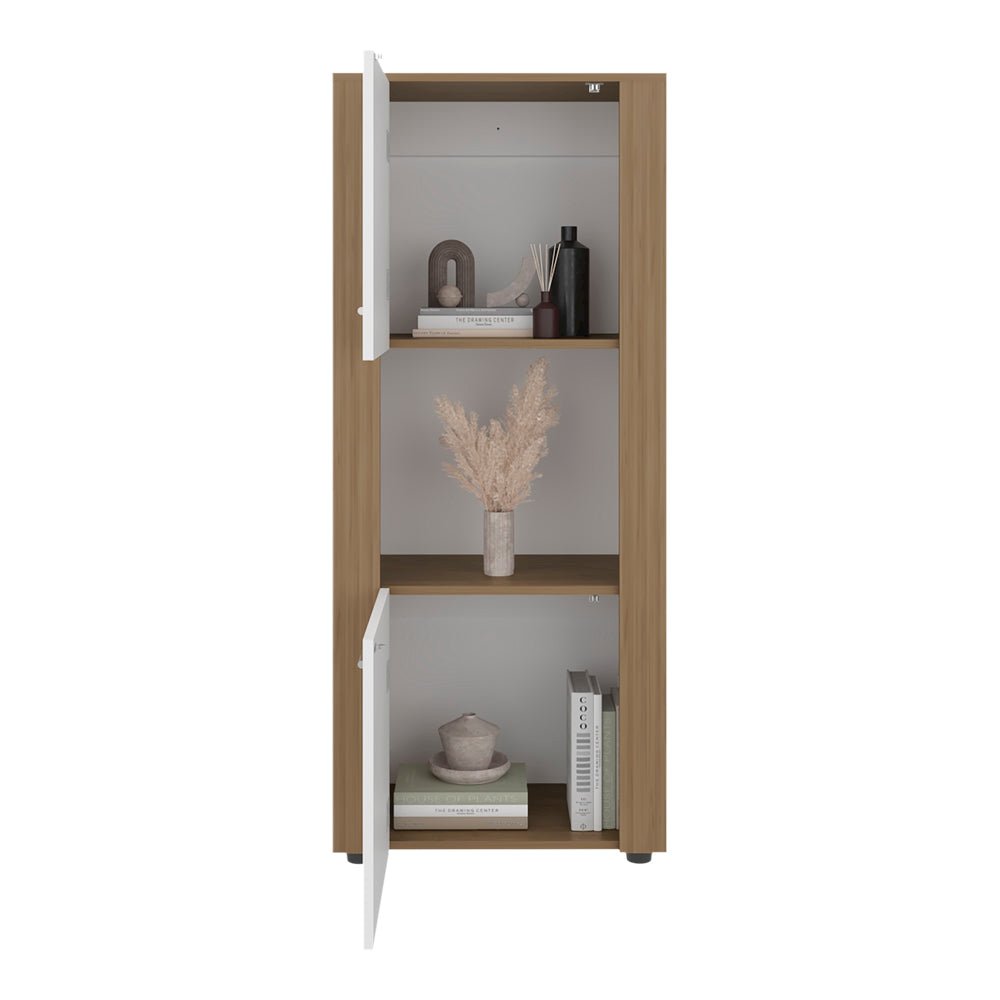 Dorneyville Modern Bookcase with Storage - White and Beige Wood Finish. Picture 8