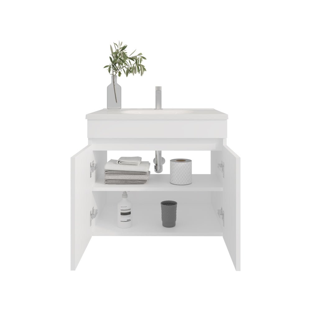 Colville Vanity Sink Wall Mounted, Two Doors, Compact Floating Design. Picture 3