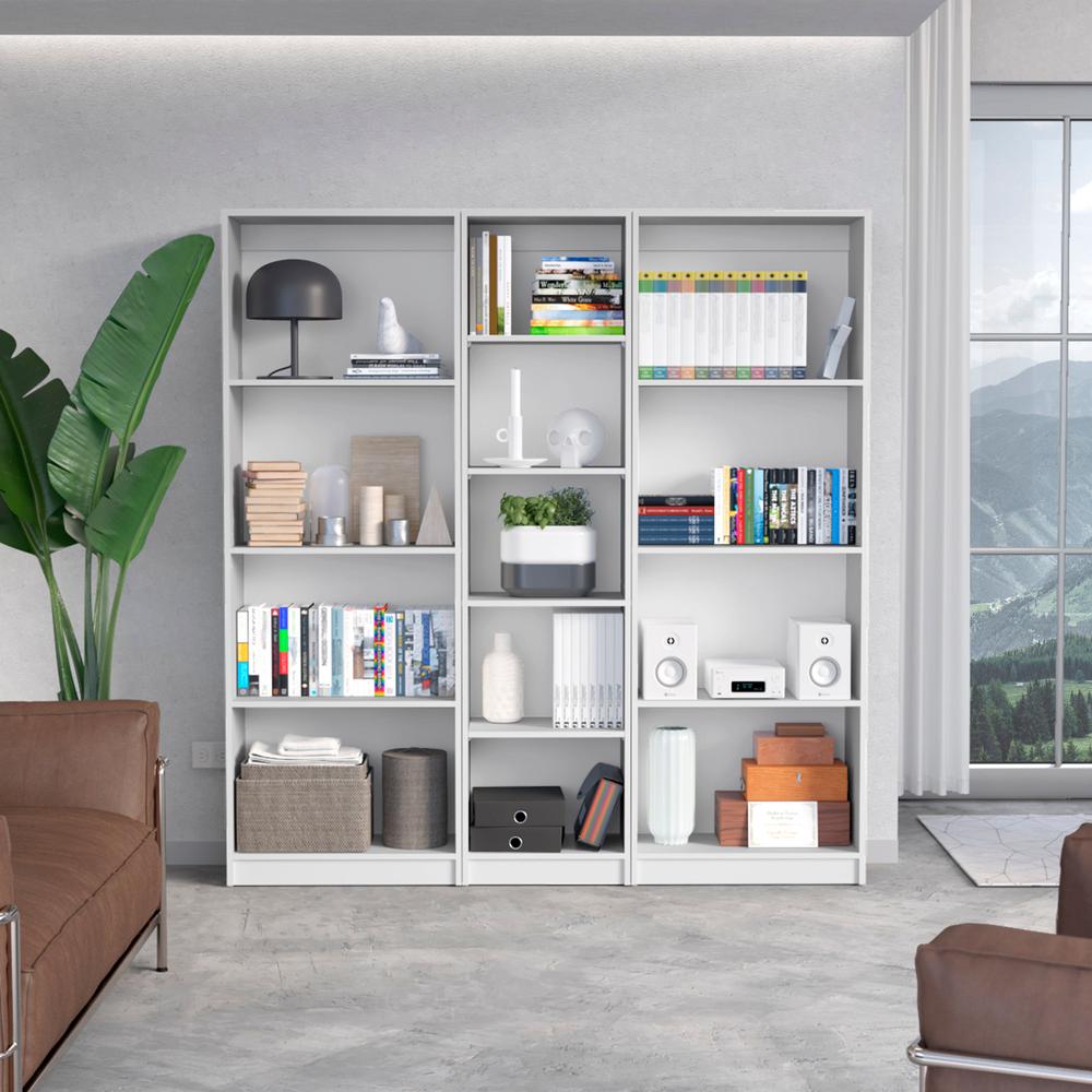 Trues 3 Piece Living Room Set with 3 Bookcases, White. Picture 2