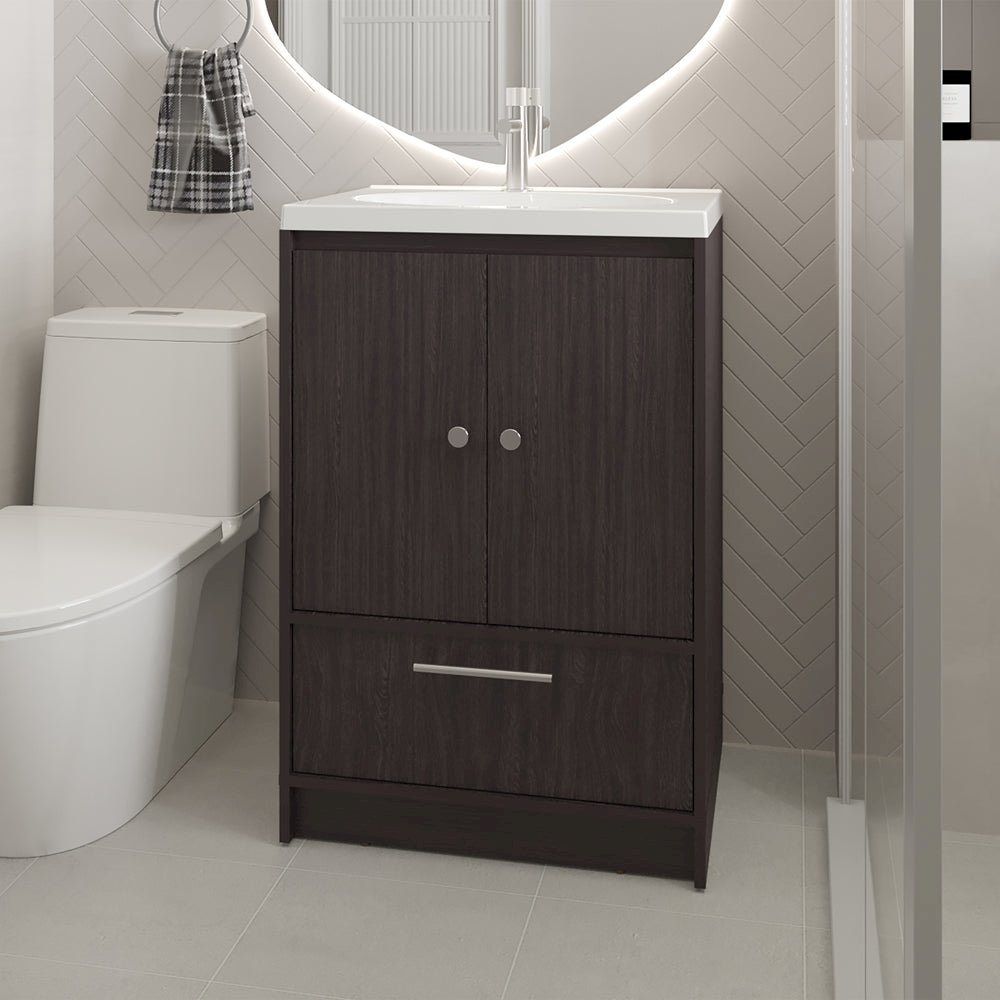 Bathroom Vanity 60 Kronos,White, for Bathroom, integrated ceramic sink. Picture 2
