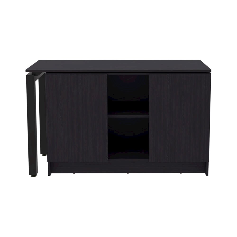 Desk Nova, Rotating L-Shaped Desk with Storage Cabinet, 2 Doors, 4 Open Shelves. Picture 1