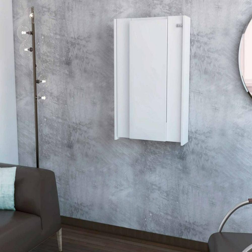 Foldable Table Tacoma, Seven Interior Shelves, White Finish. Picture 1