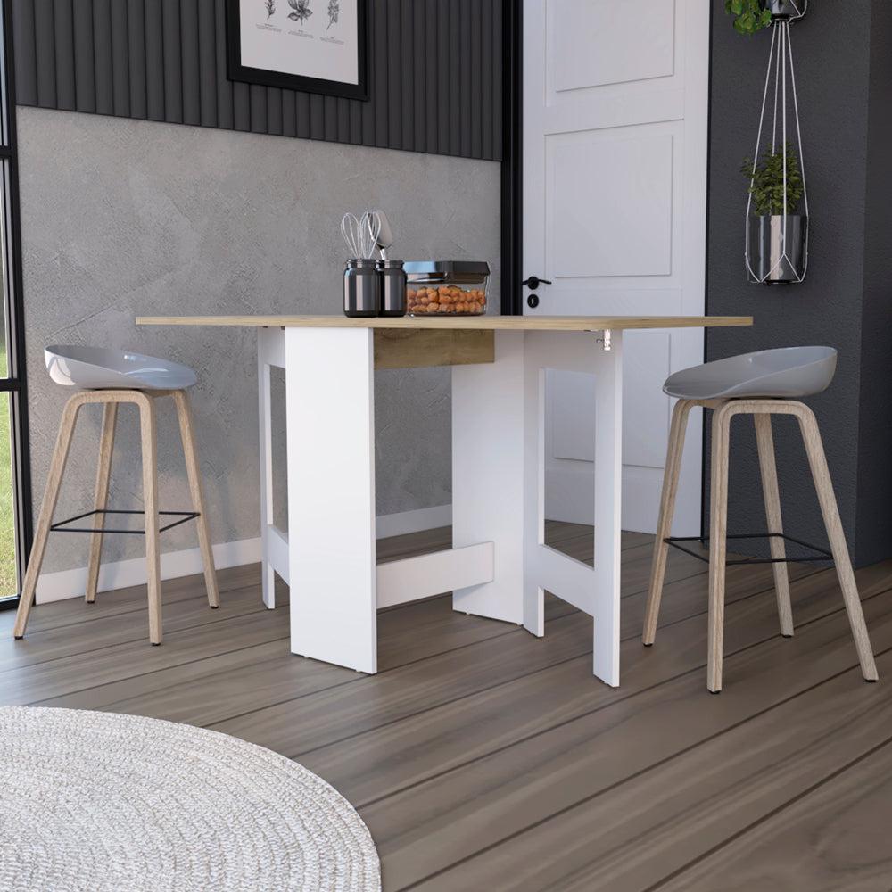 Folding Dining Table Evart, Living Room, White / Macadamia. Picture 6