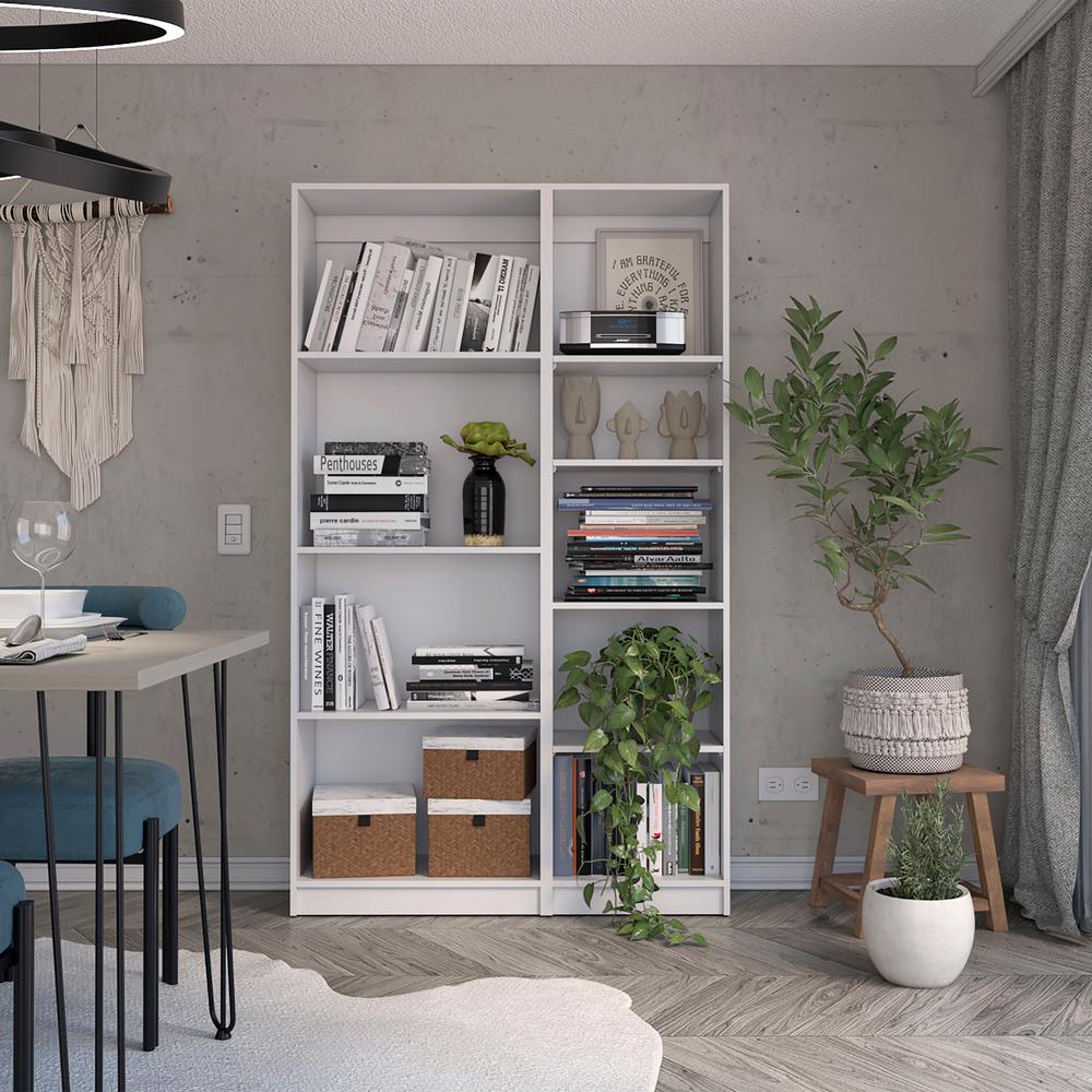 Benzoni Slim 2 Piece Living Room Set with 2 Bookcases, White. Picture 2