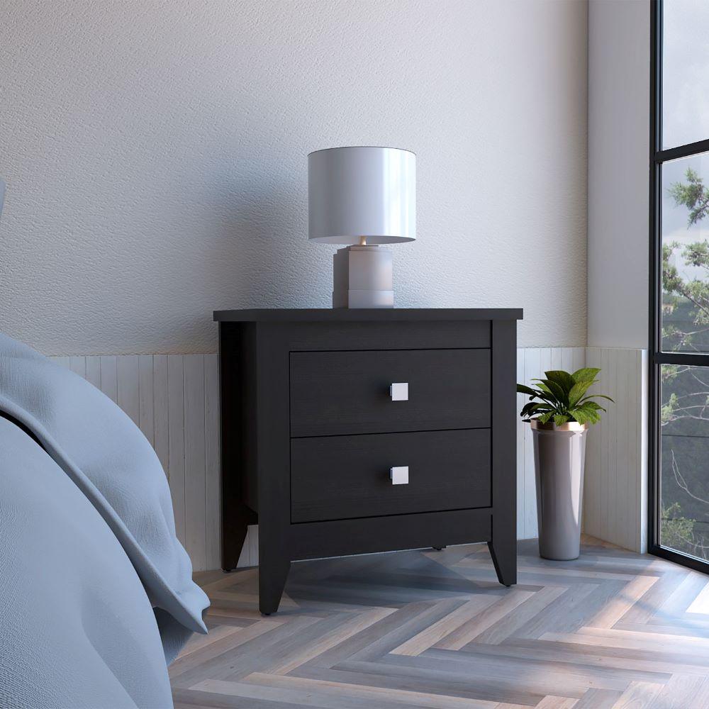 Nightstand More, Two Shelves, Four Legs, Black Wengue Finish. Picture 1