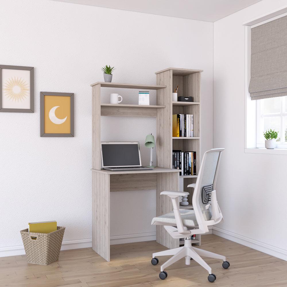 Desk Logan, Five Cubbies, Light Gray Finish. Picture 1
