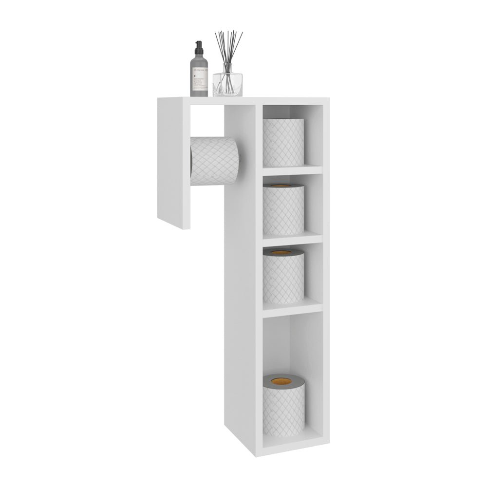 Cabinet Toilet Paper Storage, 4 Compartments, White Manufactured Wood Finish. Picture 2