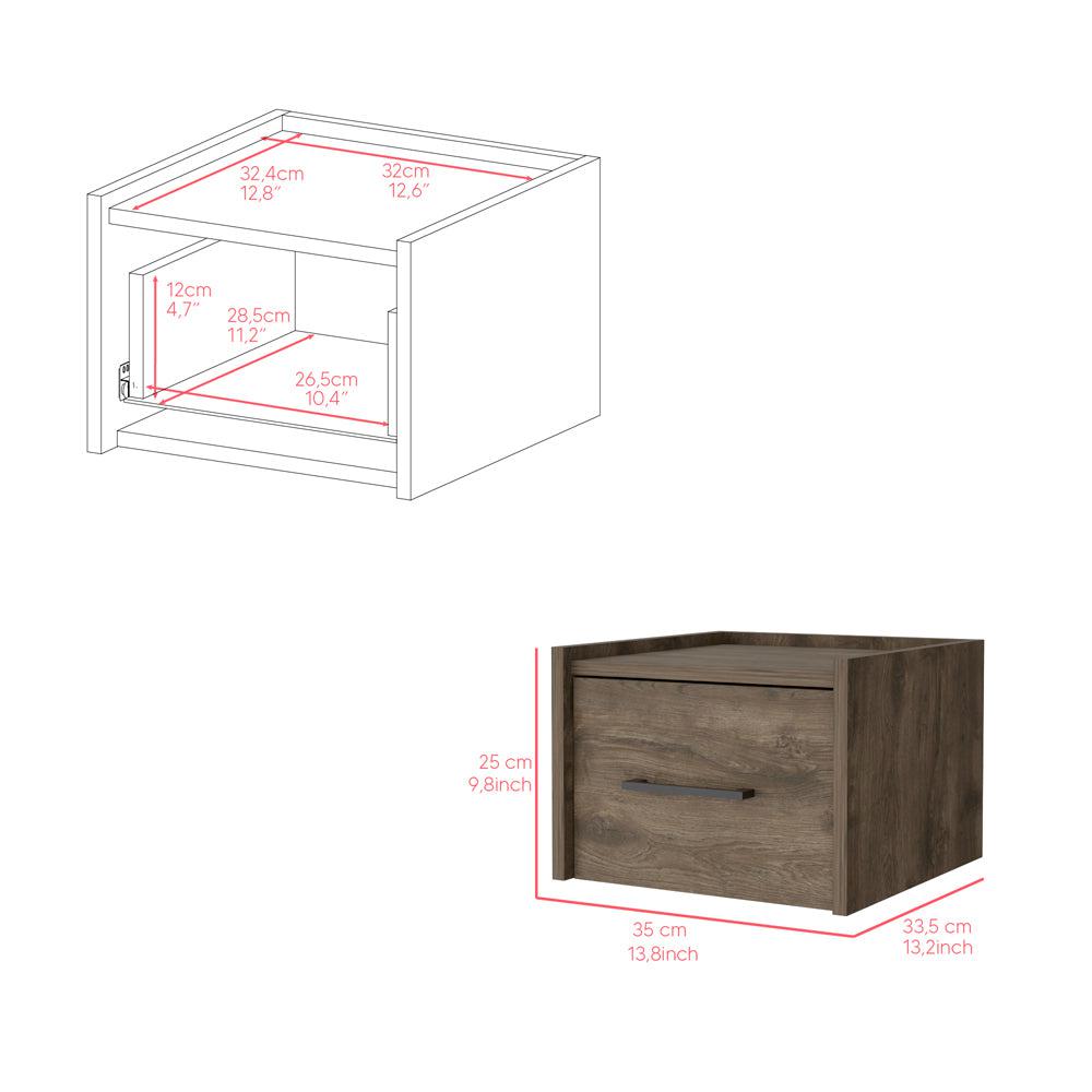 Floating Nightstand Calion, Bedroom, Dark Brown. Picture 7