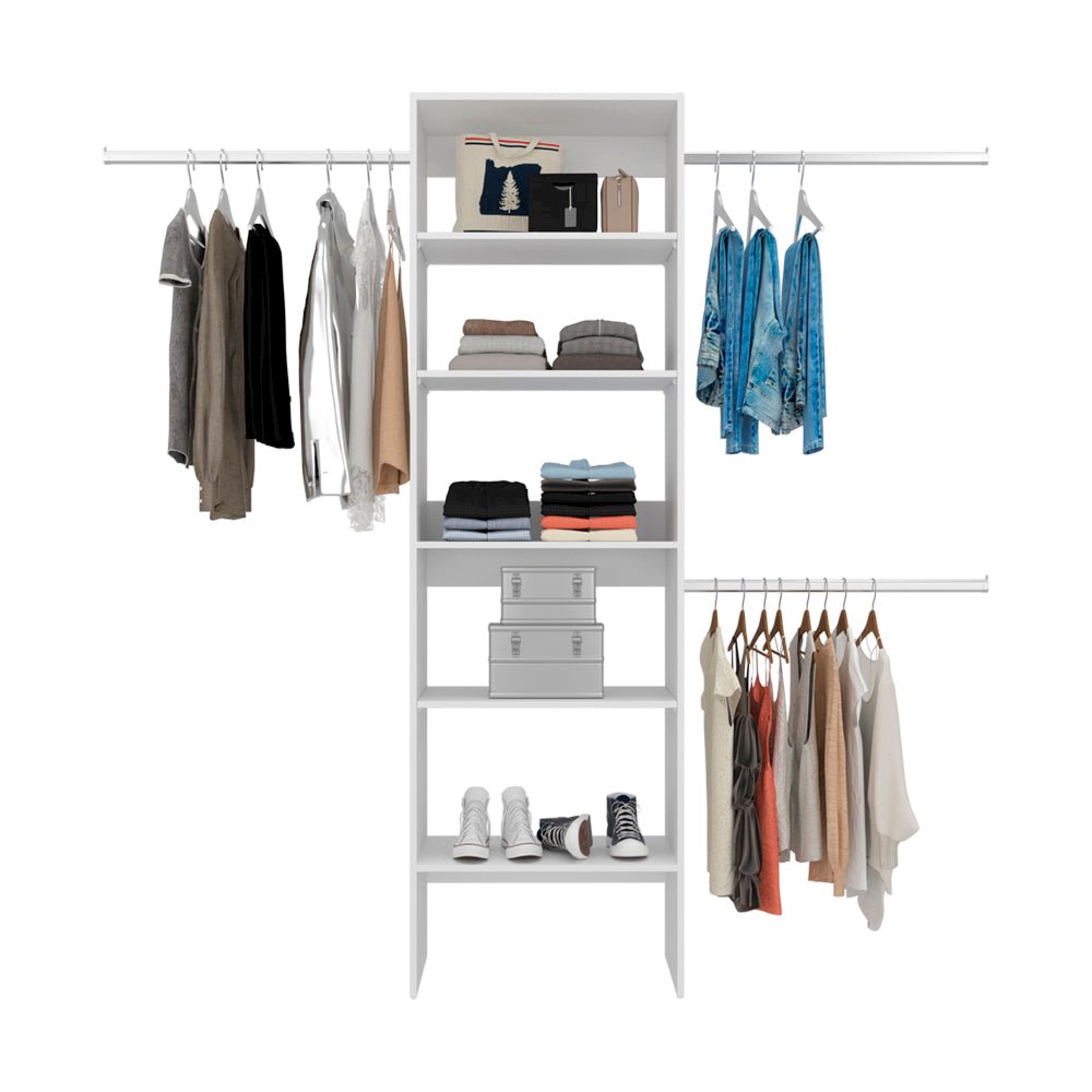Cassville Closet System White – Open Wardrobe Organizer with Shelves. Picture 8