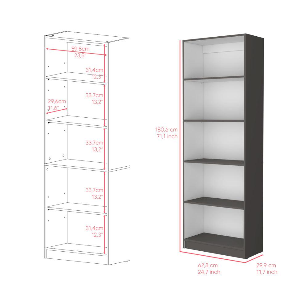 Bookcase 4-Shelves Benzoni, Office, Matt Gray / White. Picture 7
