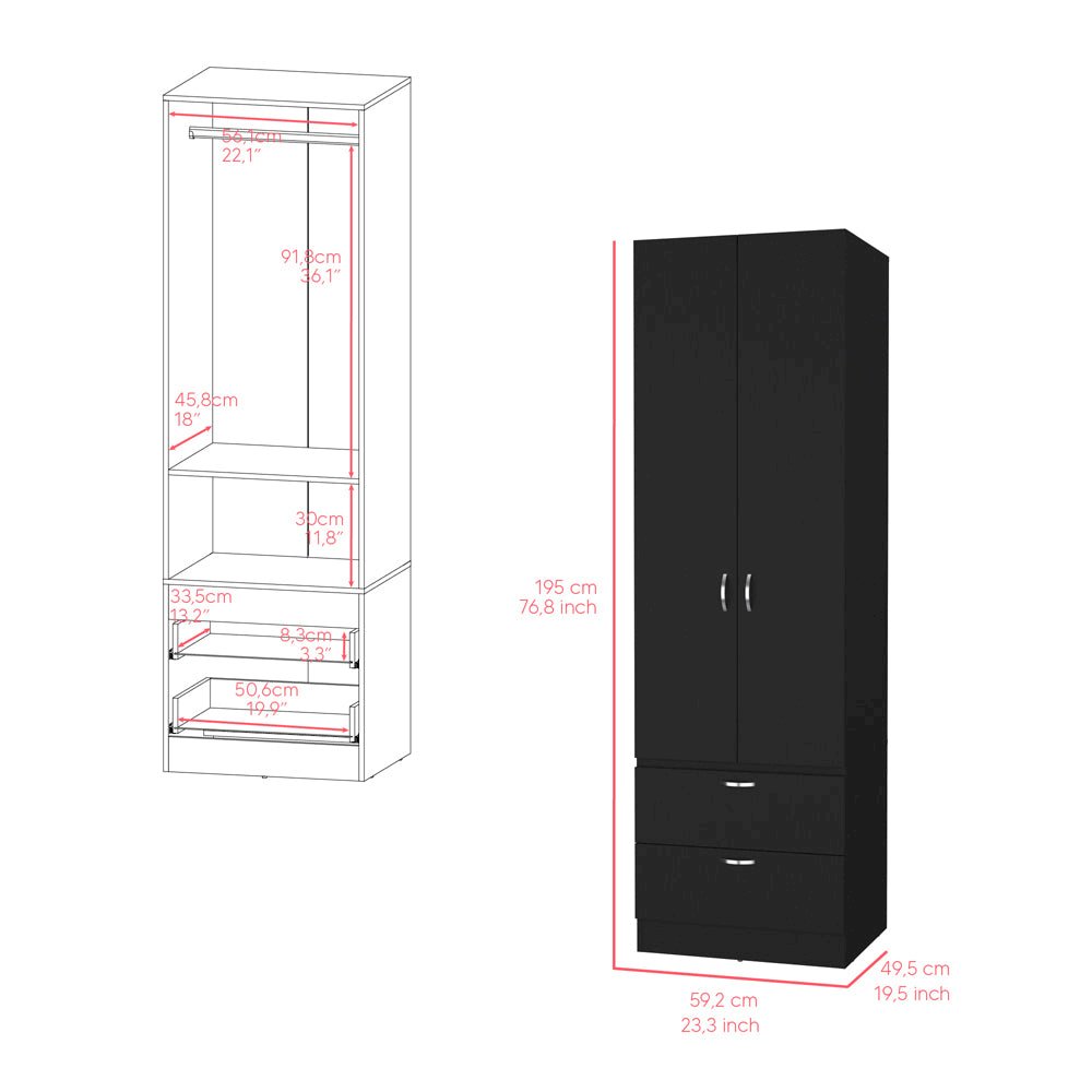 Armoire Marlton, Bedroom, Black. Picture 3