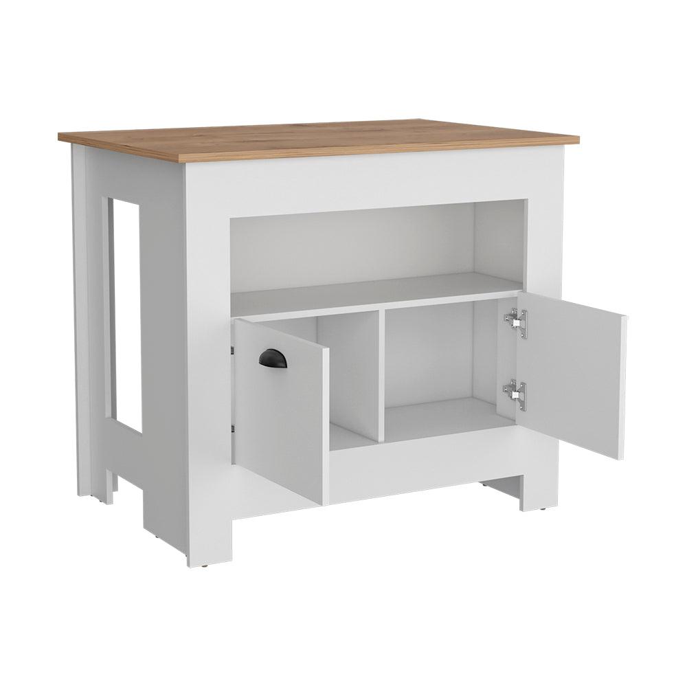 Kitchen Island Geneva, Kitchen, White / Macadamia. Picture 4