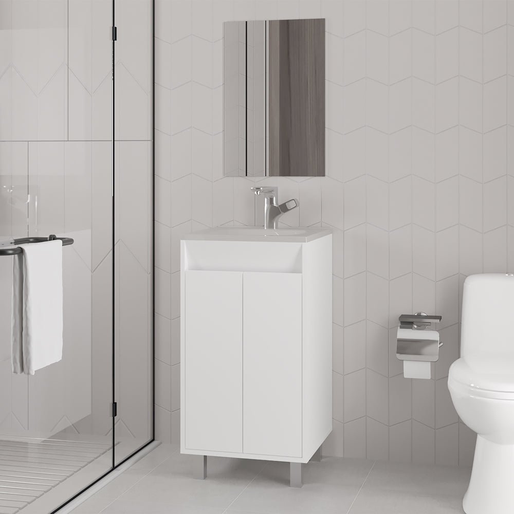 Modern Bathroom Vanity with Mirror, 2 Doors, Manufactured Wood Finish. Picture 2