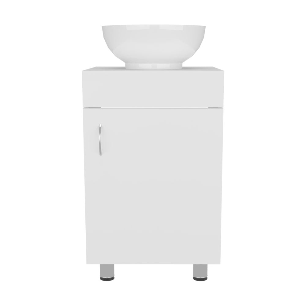 Vanity Sink White Manufactured Wood Finish, Single Door Storage, Ceramic Basin. Picture 1