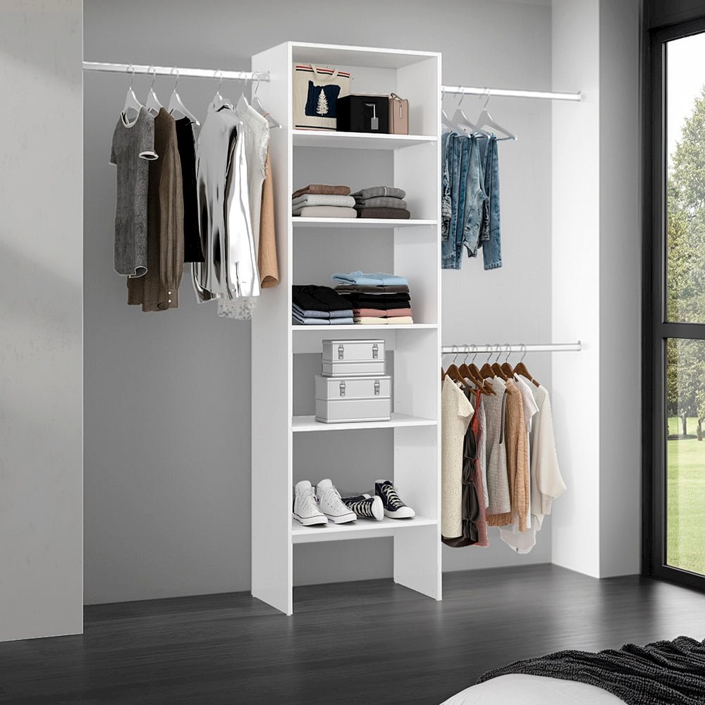 Cassville Closet System White – Open Wardrobe Organizer with Shelves. Picture 3