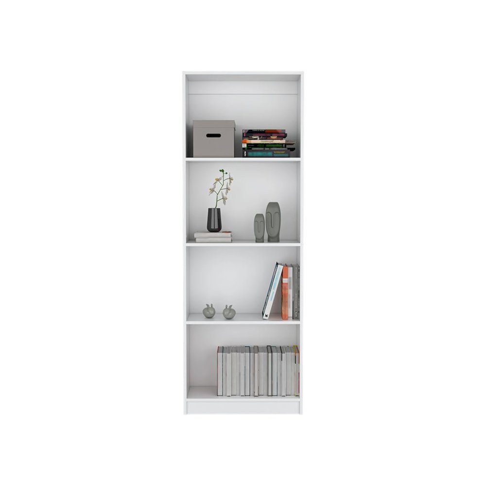 Bookcase Benzoni with Modern Multi-Tier Storage Shelves, White. Picture 2