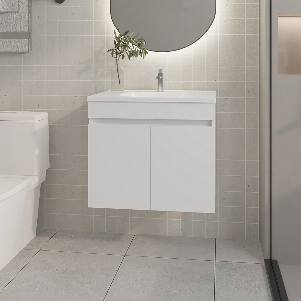 Colville Vanity Sink Wall Mounted, Two Doors, Compact Floating Design. Picture 2
