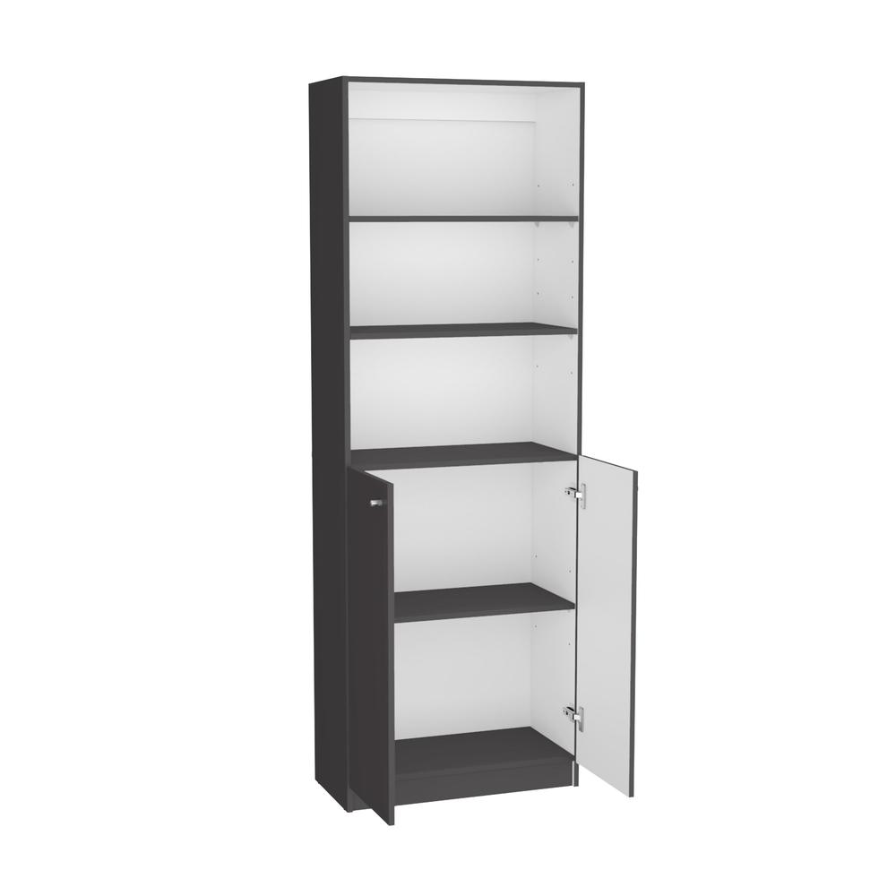 Bookcase Dual-Door Benzoni, Office, Matt Gray / White. Picture 5