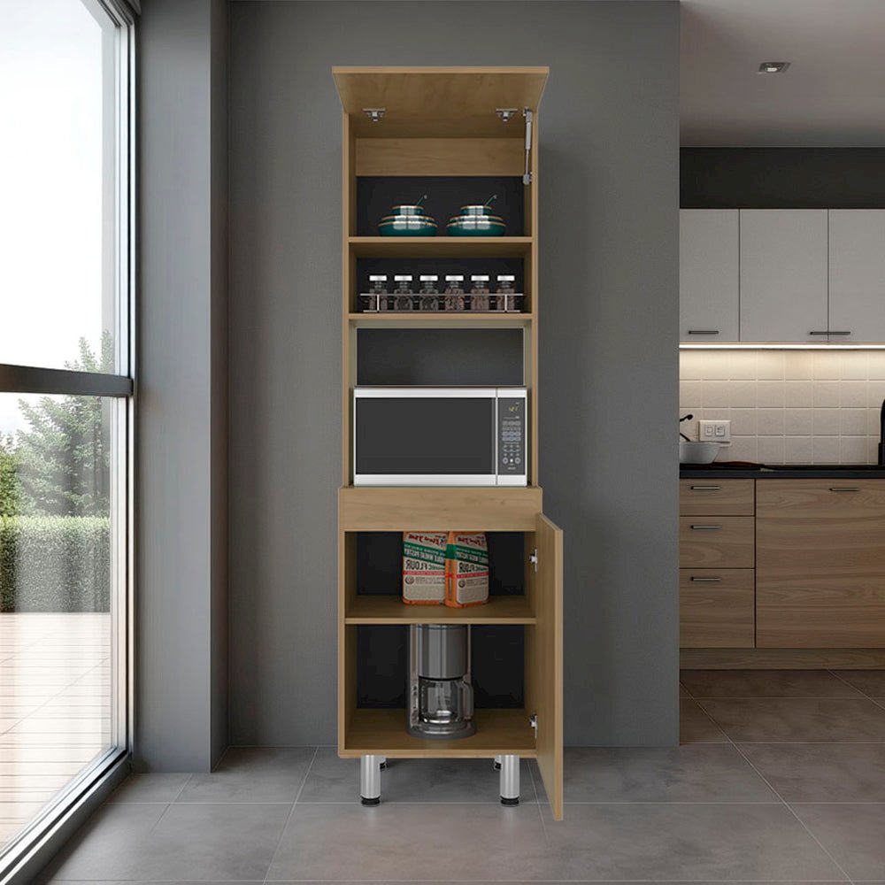 SOHAM Kitchen Pantry Cabinet – Tall Storage Unit, Beige Manufactured Wood Finish. Picture 2