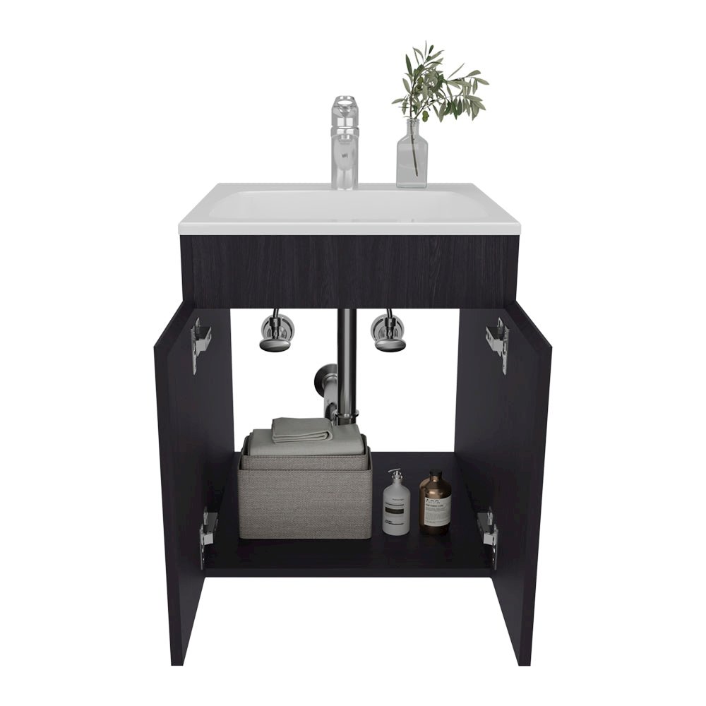 Dublin Vanity Kronos, Modern Floating Black Wood Cabinet , Wall Mounted. Picture 3