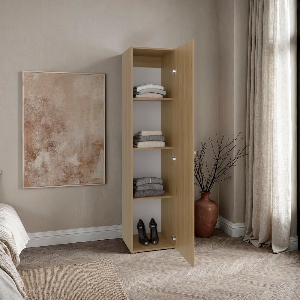 Jasmine Wardrobe with Full-Length Mirror, Slim 1-Door Storage Cabinet. Picture 2