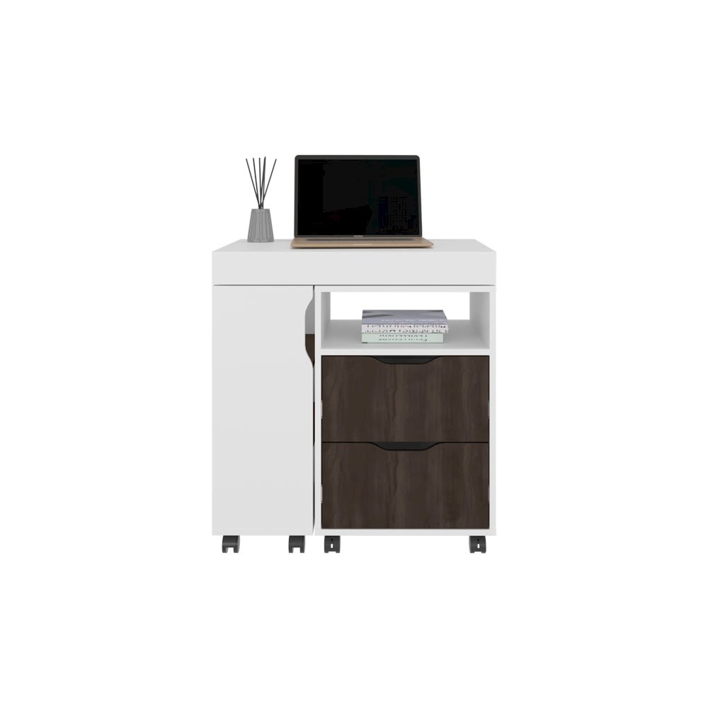 Keller Extendable Desk, White/Dark Walnut. Picture 4