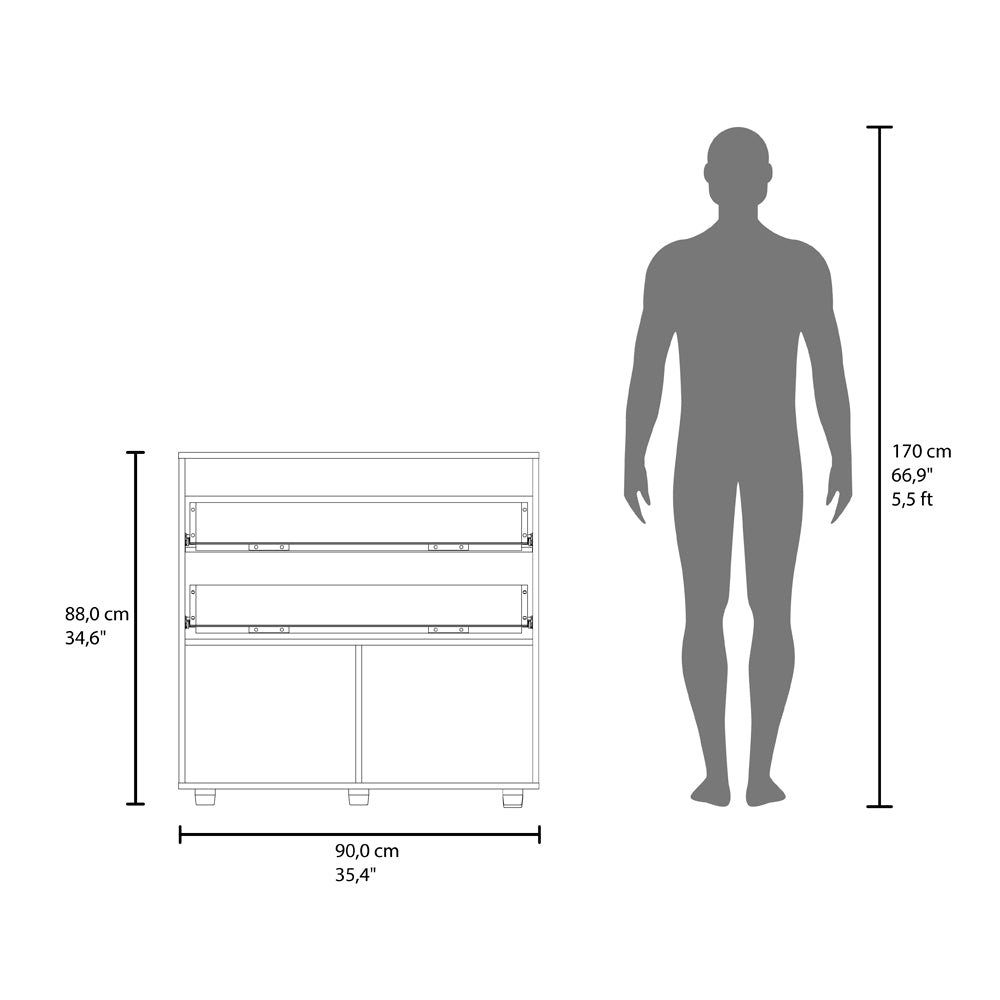 Aldan Modern Dresser with Storage Drawers - White and Beige Wood Finish. Picture 7