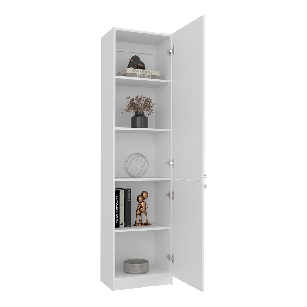 Sunflower Bookcase Tall Storage Cabinet White with Shelves and Doors. Picture 1
