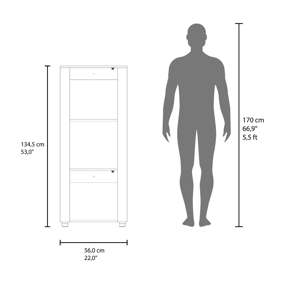 Dorneyville Modern Bookcase with Storage - White and Beige Wood Finish. Picture 7